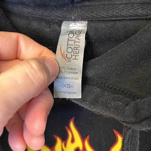 Las Vegas Hooded Sweatshirt Black/Flames Size XS - Picture 3 of 5